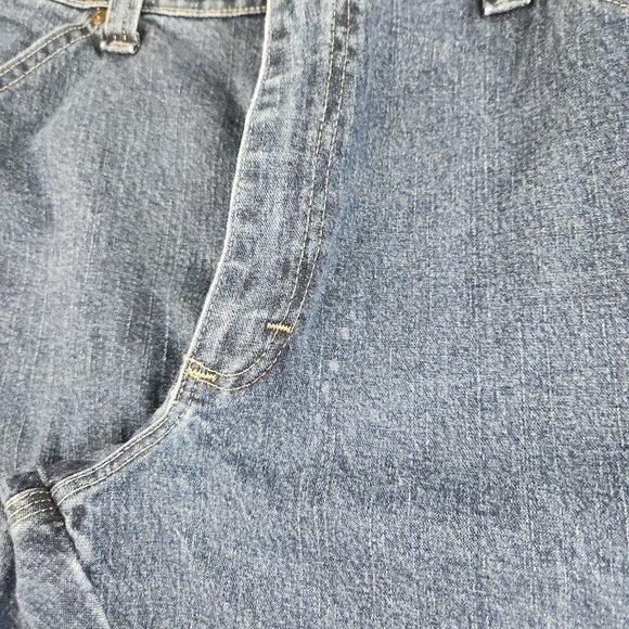 Wrangler Carpenter Jeans Men's 34x32 Dark Wash Workwear Denim Pants Blue Stretch - Picture 9 of 11